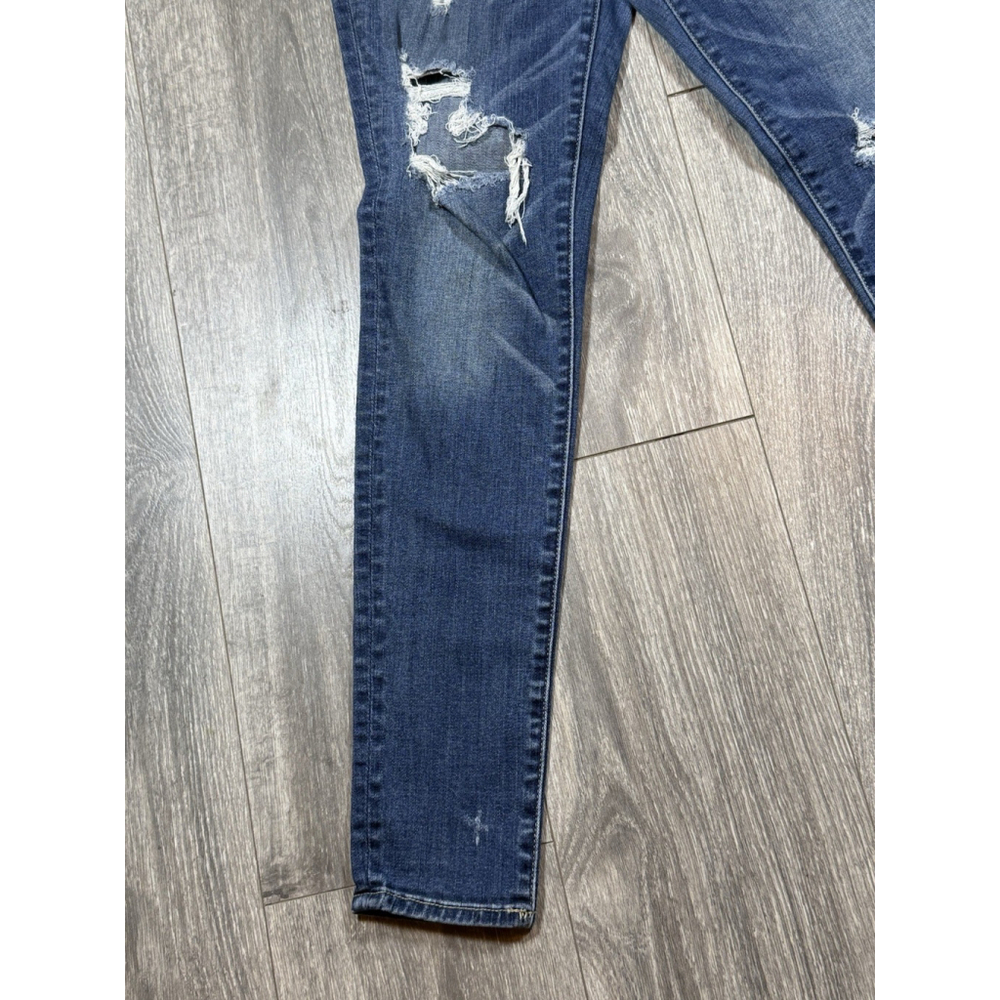 American Eagle Super Stretch Denim Jeans Women's Size 8 Regular Distressed - Picture 3 of 9